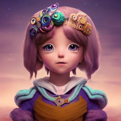 Prompt: An epic fantasy comic book style portrait painting of an extremely cute and adorable very beautiful skyworld navigator, character design by Mark Ryden and Pixar and Hayao Miyazaki, unreal 5, DAZ, hyperrealistic, octane render, cosplay, RPG portrait, dynamic lighting, intricate detail, spring vibrancy, cinematic