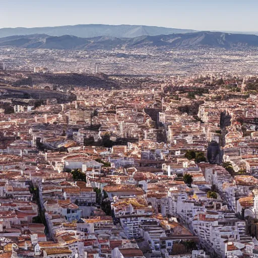 Prompt: la ciudad de malaga vista desde el cielo, fotorealista, 4 k, mucho detalle