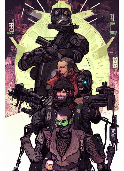 Prompt: cyberpunk jujitsu match. portrait by ashley wood and alphonse mucha and laurie greasley and josan gonzalez and james gurney. splinter cell, apex legends, rb 6 s, hl 2, d & d, cyberpunk 2 0 7 7. realistic face. character clothing. vivid color. dystopian setting.