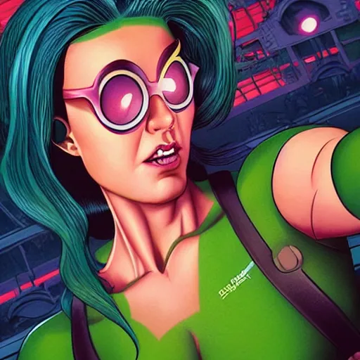 Image similar to lofi shehulk selfie, Pixar style, by Tristan Eaton Stanley Artgerm and Tom Bagshaw.