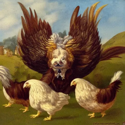 Prompt: cerberus as a chicken