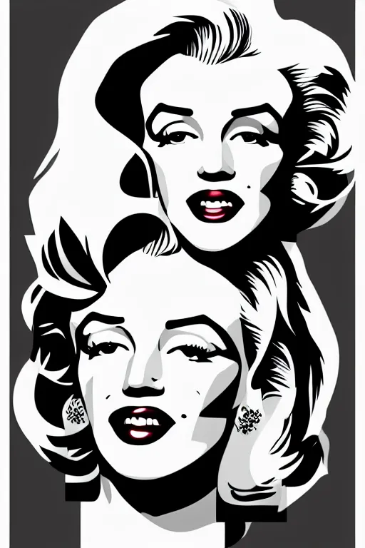 Prompt: digital illustration of face portrait Marilyn Monroe by Patrick Nagel artist