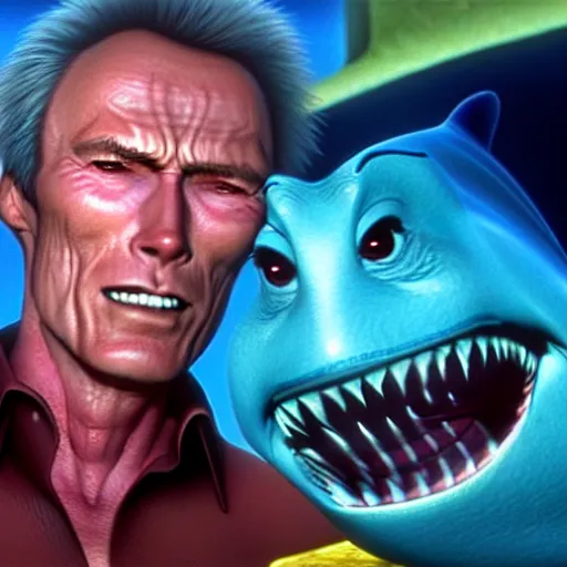 Prompt: clint eastwood in shark tale