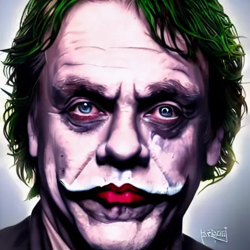 Prompt: oil painting portrait of mark hamill. the joker, jeri robes. artgerm, artstation, highly detailed, portrait