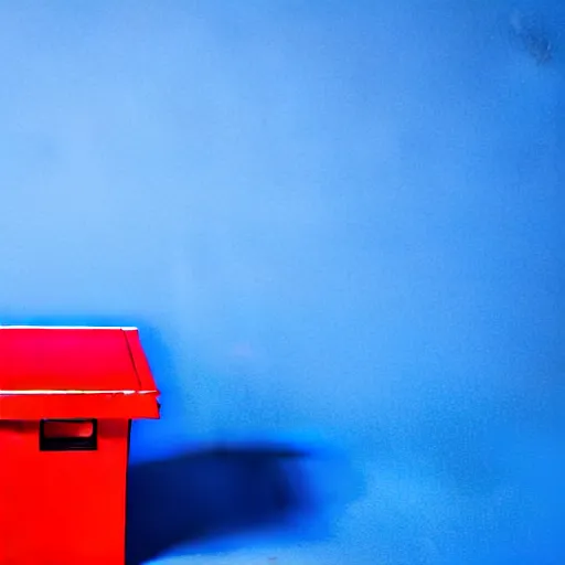 Prompt: a red box on the top of a blue box