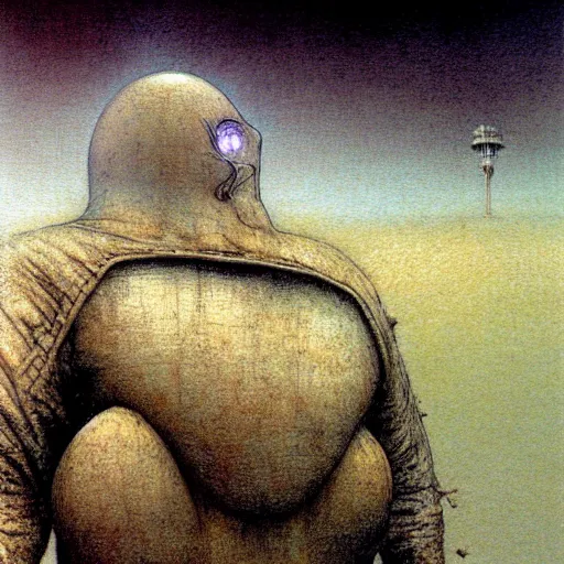 Prompt: humpty dumpty front view by by luis royo and wayne barlowe, beksinski