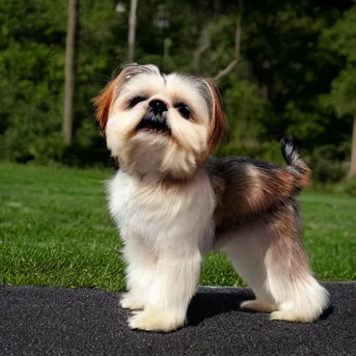 Image similar to A Creature with Wings like a Shih Tzu, furry, fluffy, happy, cute, Arcane Magic