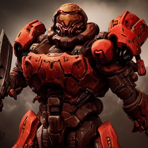 Image similar to doom slayer from doom eternal, photography