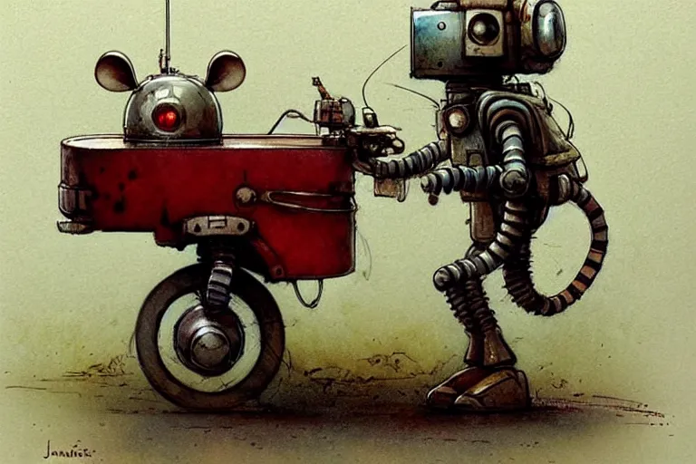 Image similar to adventurer ( ( ( ( ( 1 9 5 0 s retro future robot android mouse cart. muted colors. ) ) ) ) ) by jean baptiste monge!!!!!!!!!!!!!!!!!!!!!!!!! chrome red