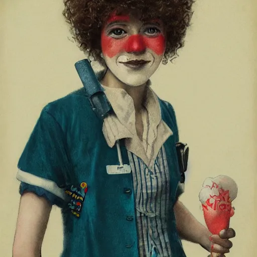 Image similar to clowncore pastel punk young hospital nurse wearing stylish uniform. detailed, portrait, 8 k, artwork by jean - baptiste monge