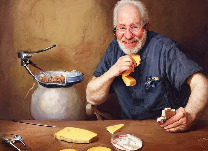 Prompt: a highly detailed cheese portrait of a dentist, james gurney, james jean