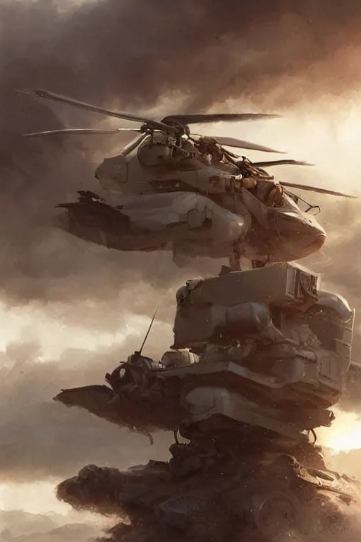 Image similar to a mech sodier with a head of a british longhair cat in the helicopter cabin ready to deploy, epic scene, by greg rutkowski