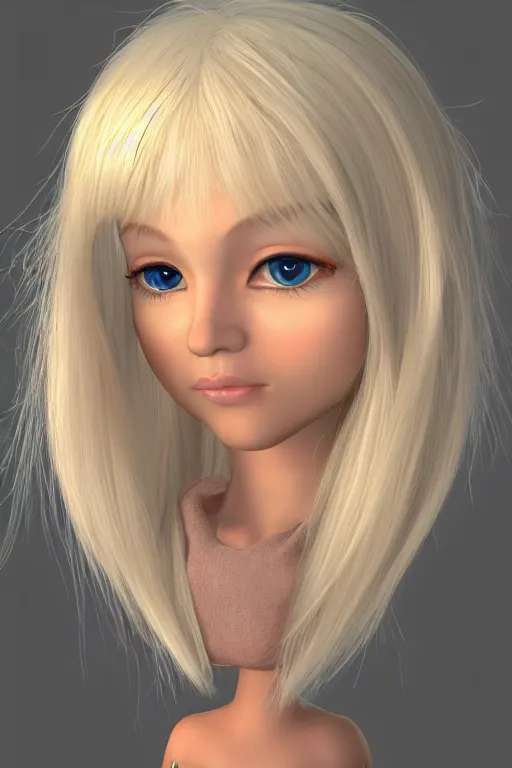 Prompt: portrait cute blonde elf girl, 3 d,