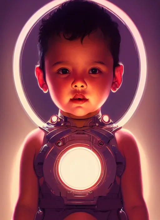 Image similar to symmetry!! portrait of chubby!! baby!!! ahmed helmy, sci - fi, tech wear, glowing lights!! intricate, elegant, highly detailed, digital painting, artstation, concept art, smooth, sharp focus, illustration, art by artgerm and greg rutkowski and alphonse mucha