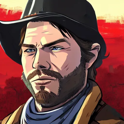 Arthur Morgan from Red Dead Redemption 2 drawn in the, Stable Diffusion