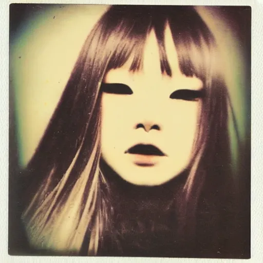 KREA - atmospheric polaroid photograph of a japanese girl with emo