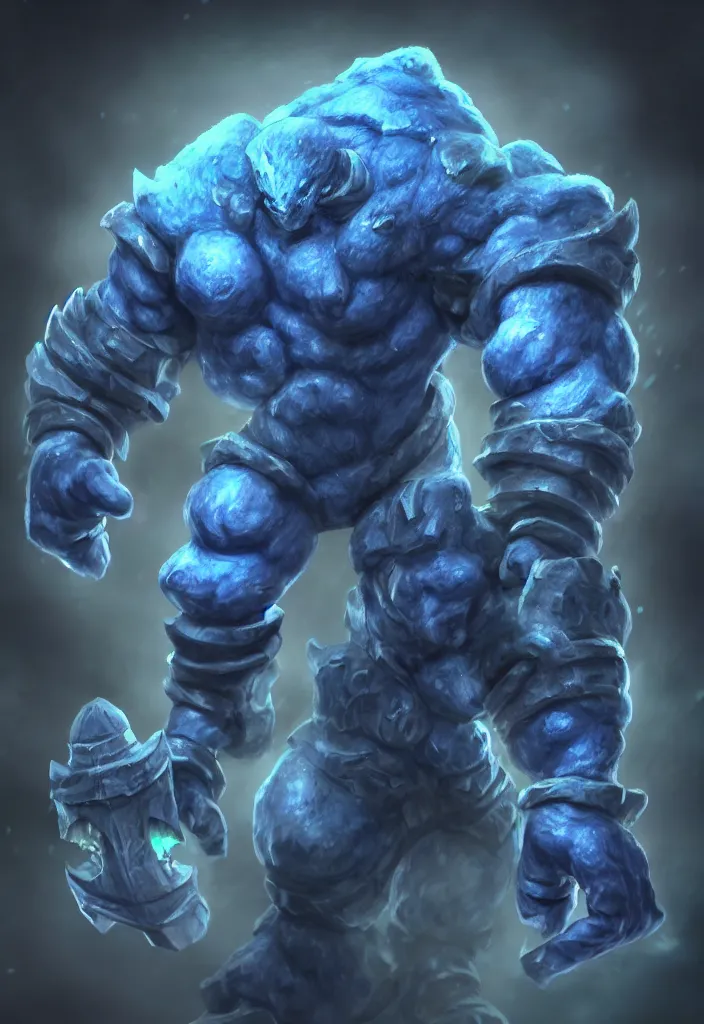 Image similar to ultra realistic and intricate detailed photograph of Blue buff golem from league of legends