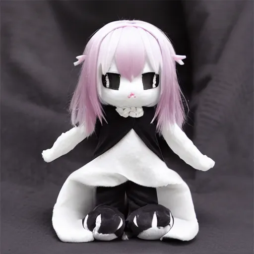 Prompt: cute fumo plush of a girl from the rift, the othercreature of the nether dimension, vray, black and white, melting crayon