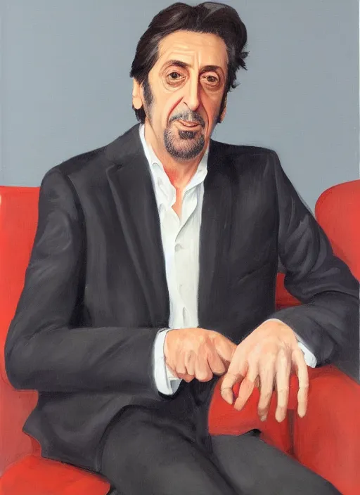 Prompt: a portrait painting of al pacino by john currin