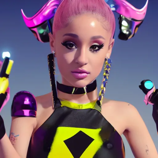 Image similar to Still of the KDA music video Popstarts featuring Ariana Grande. 3d render, octane render, realistic, highly detailed, trending on artstation, 4k, cgsociety, unreal engine 5, redshift render, blender, behance, cg