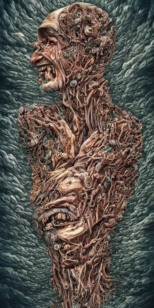 Image similar to insanely surreal depiction of god's in immense pain, hyper detailed by random artists