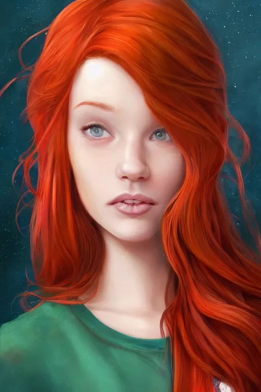 Image similar to beautiful cute red haired joyful and playful nineteen year old maiden standing up in casual green clothing, long hair, attractive face, modern city, rpg character, sci - fi, fantasy, intricate, elegant, digital painting, artstation, concept art, smooth, 8 k frostbite 3 engine, ultra detailed, art by artgerm magali villeneuve