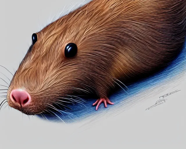 Image similar to a giant mole rat, vivid eyes, real life skin, intricate, elegant, highly detailed, artstation, concept art, smooth, sharp focus, art by artgerm, turner