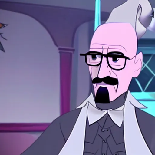 Prompt: A still of Walter White in Hazbin Hotel