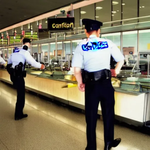 Prompt: airport custom officers seizing spices!!!!!! from a passenger, satire, dramatic, hyperdetailed, cinematic lighting