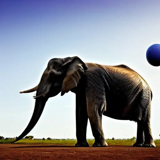 Image similar to an elephant standing on a ball, photography, award winning, high definition
