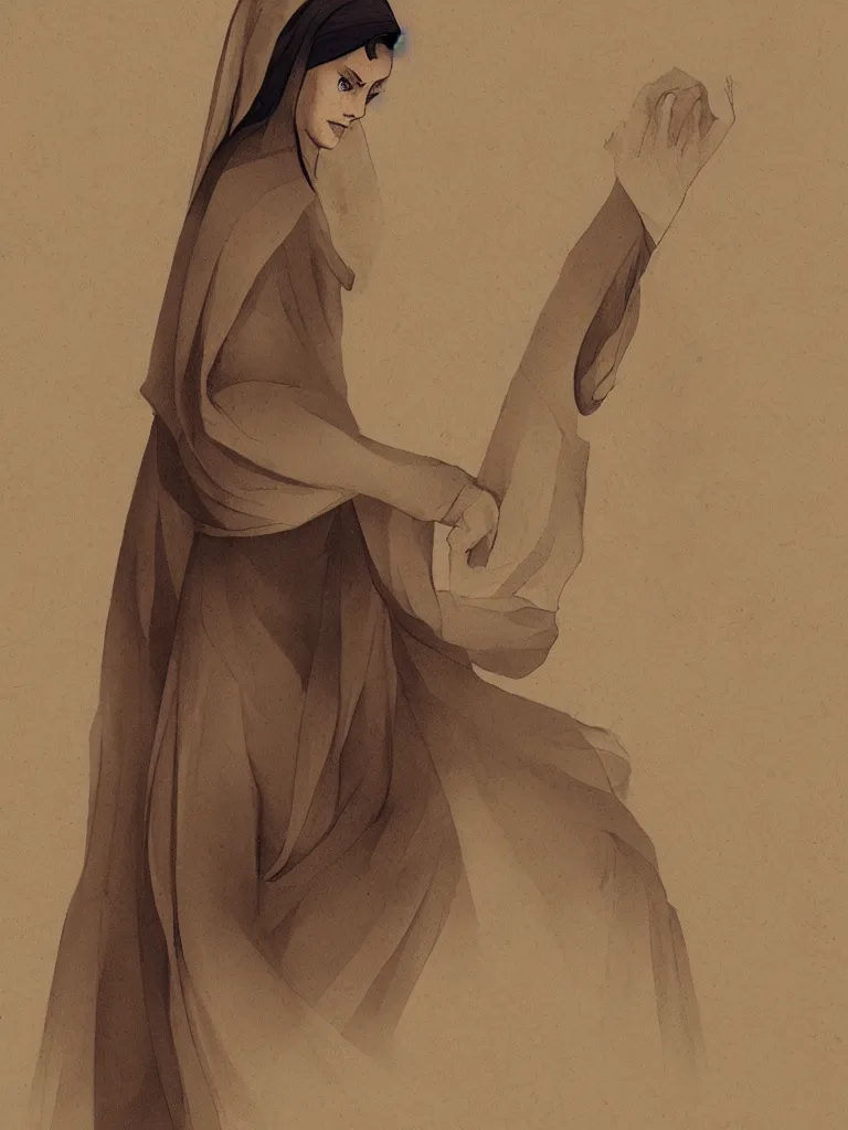 Prompt: religious woman by disney concept artists, blunt borders, rule of thirds