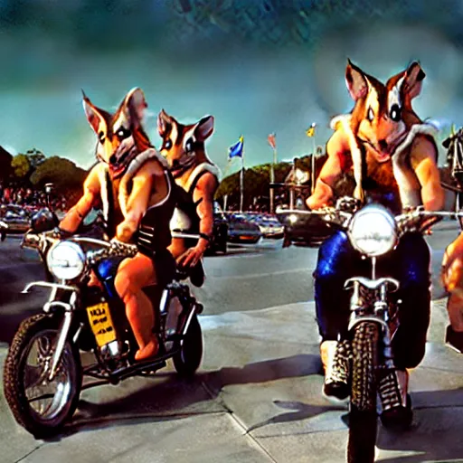 Prompt: uhd photorealisitc candid photo of the biker mice from mars, at the un, smashing. photo by annie leibowitz and steve mccurry