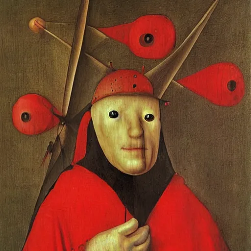 Prompt: Among Us red crewmate sus by Hieronymus Bosch