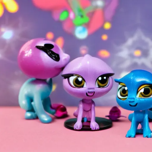 Prompt: Liminal space in outer space, My littlest pet shop toy