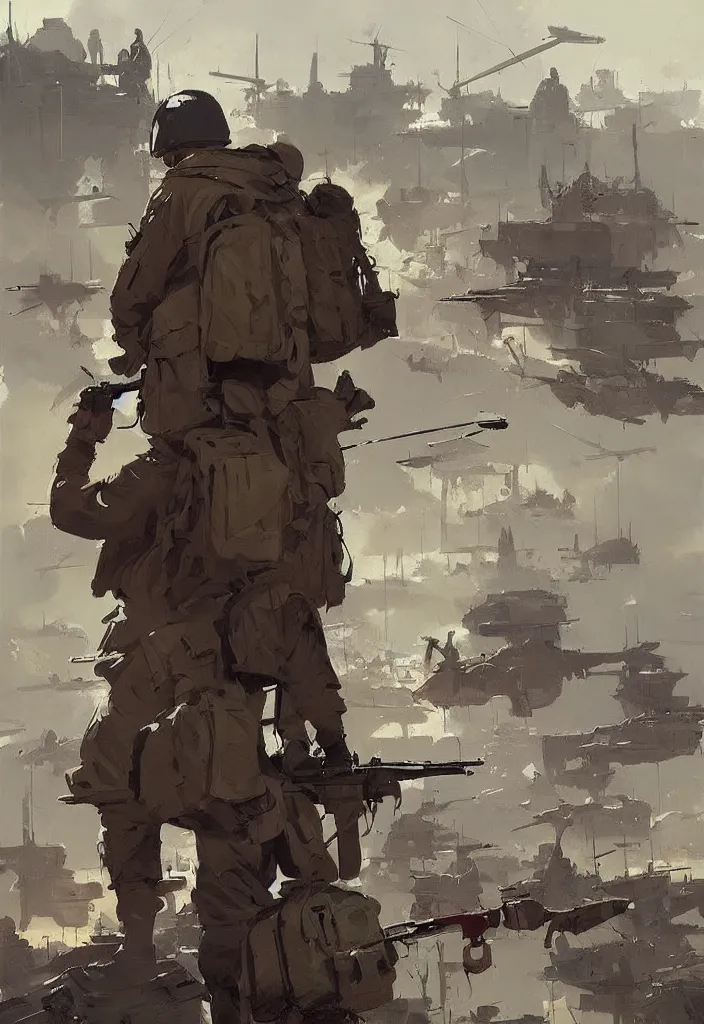 Image similar to ismail inceoglu painting of world war two, painting, line art, art concept for a book cover, trending on artstation, by greg manchess and by craig mullins and by kilian eng and by jake parker