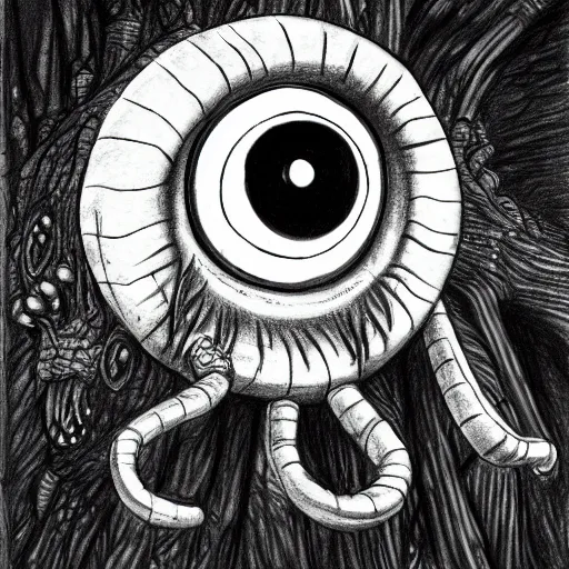 Prompt: dungeons and dragons beholder, pencil drawing.