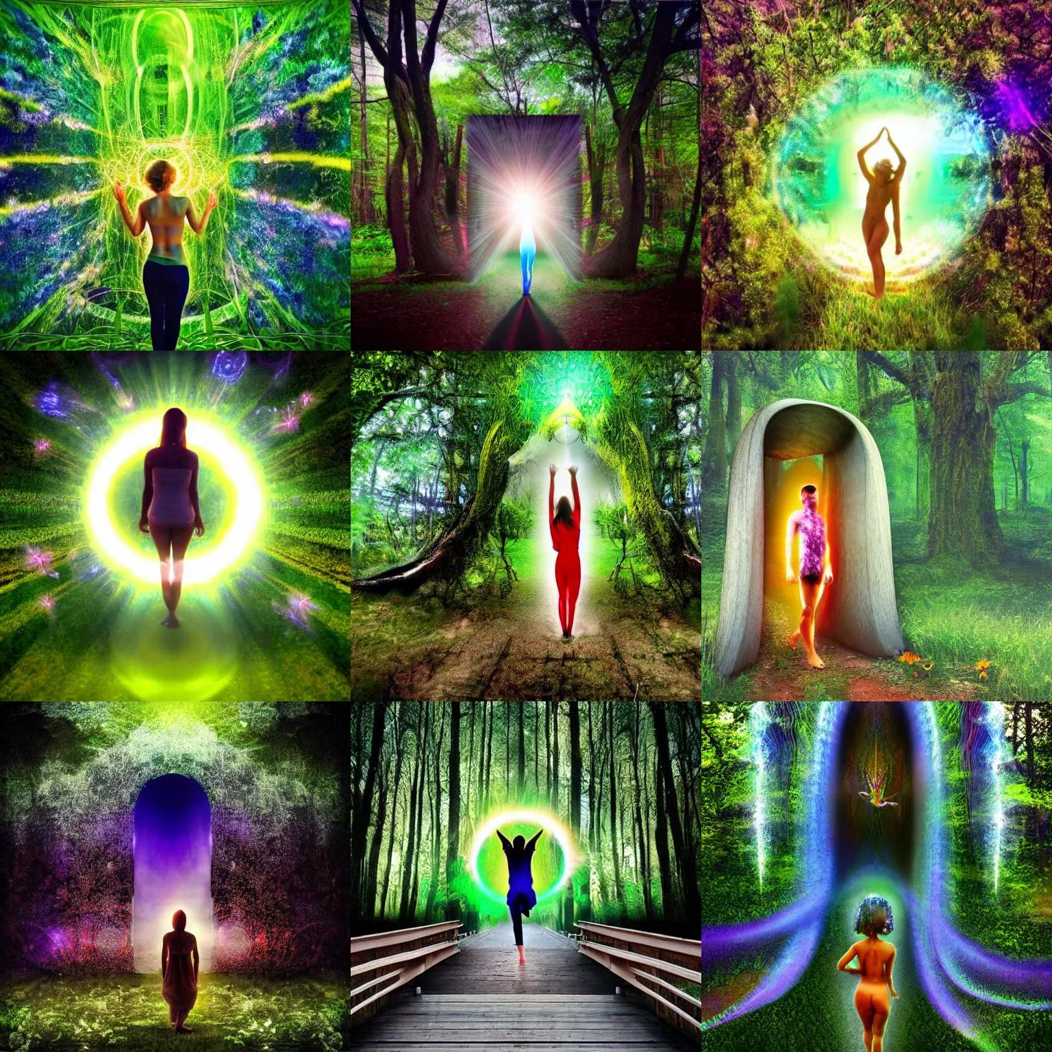 A Vibrational Being Stepping Out Of A Portal Into Stable Diffusion 