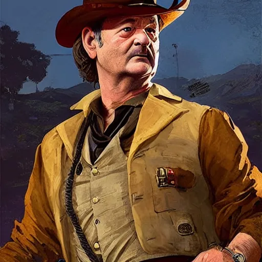 Prompt: Bill Murray in Red Dead Redemption 2, by Ilya Repin