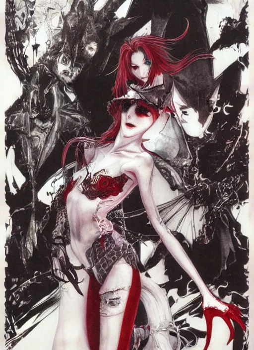 Image similar to poster art of vampire by yoshitaka amano