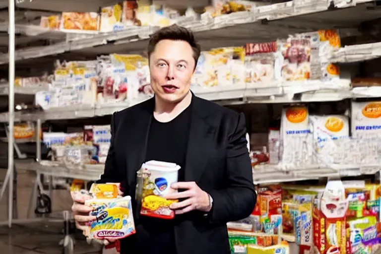 Image similar to elon musk, cereal comercial