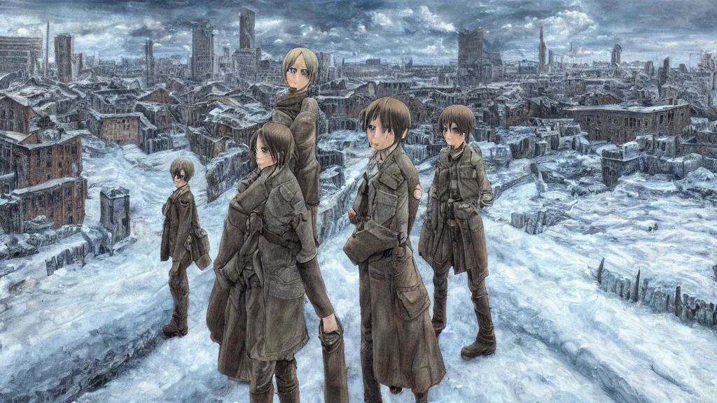 Prompt: a highly detailed, realistic oil painting of the Walls from Attack on Titan in Winter, snow, intricate, 8k highly professionally detailed, HDR