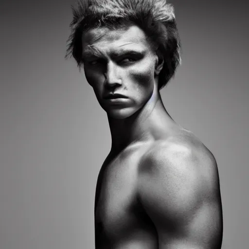 Prompt: a portrait of a beautiful athletic young male god , photographed by erwin olaf, artistic