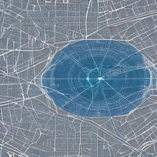 Image similar to very detailed GIS map of cosmic ancient high technology cities, avoid symmetry, broken google maps, open street maps, maxar, astral, 8K, cinematic, generative art, antialiasing, total eclipse, microbiology, circuit, psychic, octane