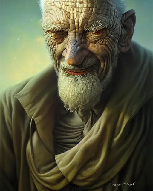 Image similar to a detailed portrait of Diesepunk old man by Tomasz Alen Kopera and Peter Mohrbacher