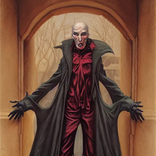 Image similar to portrait of an urban vampire, by gerald brom