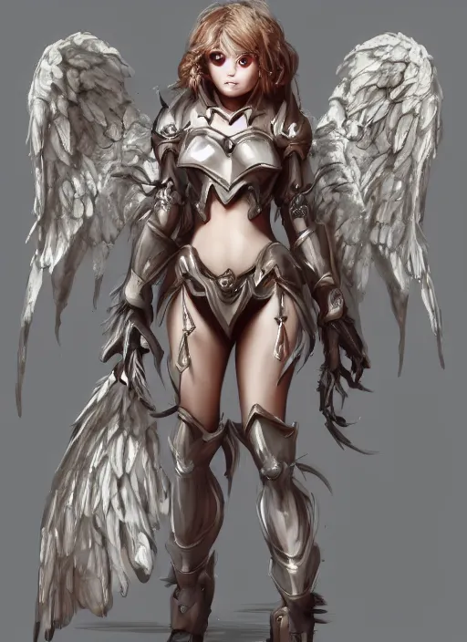 Image similar to concept art. angel knight girl. artstation trending. highly detailed