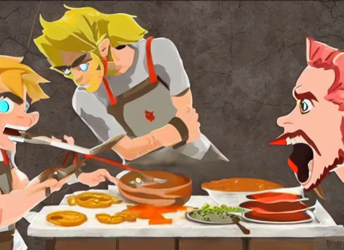 prompthunt: gordon ramsey yelling at link from zelda for cooking