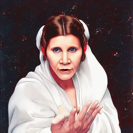 Image similar to leia from star wars painted by michelangelo