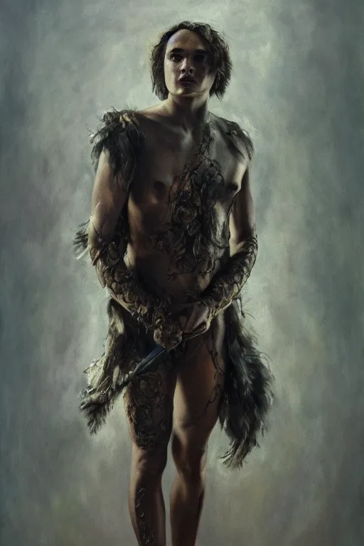 Image similar to Frank Dillane as Puck full body, oil on canvas,intricate portrait, 8k, highly professionally detailed, HDR, CGsociety