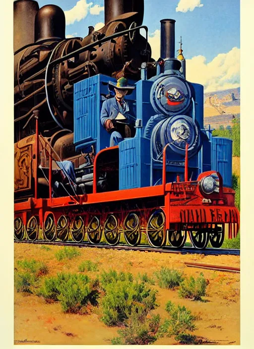 Image similar to old west steam locomotive train. portrait by jean giraud and anton otto fischer and john philip falter and will eisner and gil elvgren